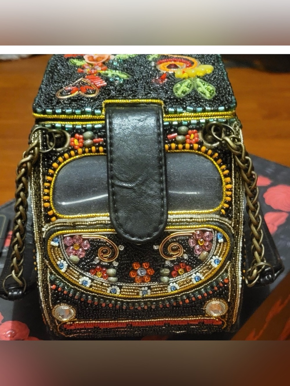 Mary Frances Black Beaded BUG Car-Shaped Accent Bag with Multicolor Embellishmen - Picture 11 of 12